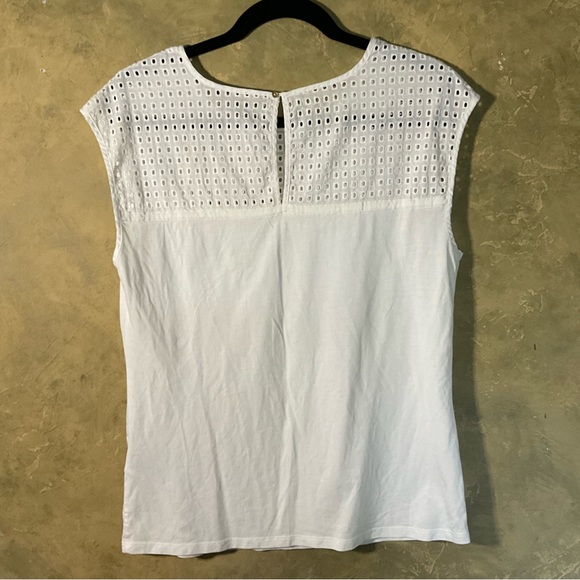 Catherine Malandrino Cotton Pointelle and Lyocell Sleeveless Top - Picture 4 of 6